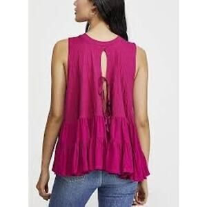 Free People Pink Blouse with Tiered Design